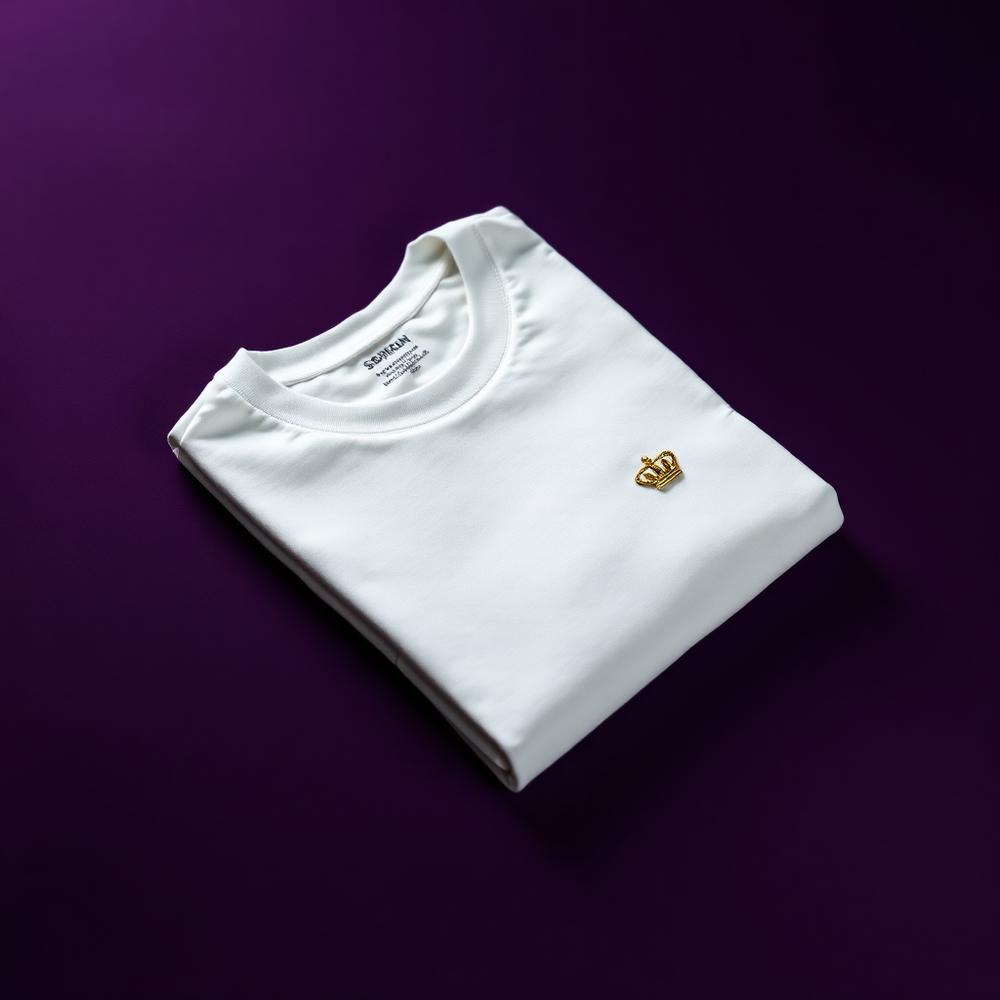 Pearl white premium tee with an embossed gold crown emblem